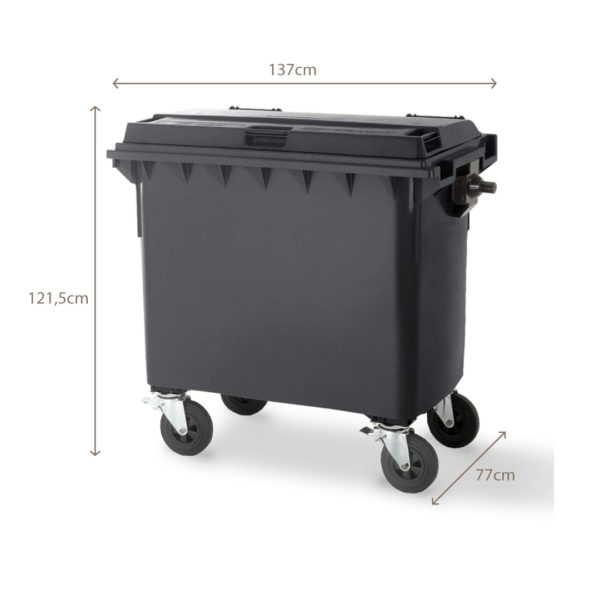 SEGREC Zestaw 4 Kosze 1100L Premium (Papier Szkło Plastik/Metal Zmieszane) [Bez Naklejek]