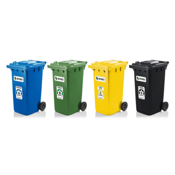 SEGREC Zestaw 4 Kosze 240L Premium (Papier Szkło Plastik/Metal Zmieszane)