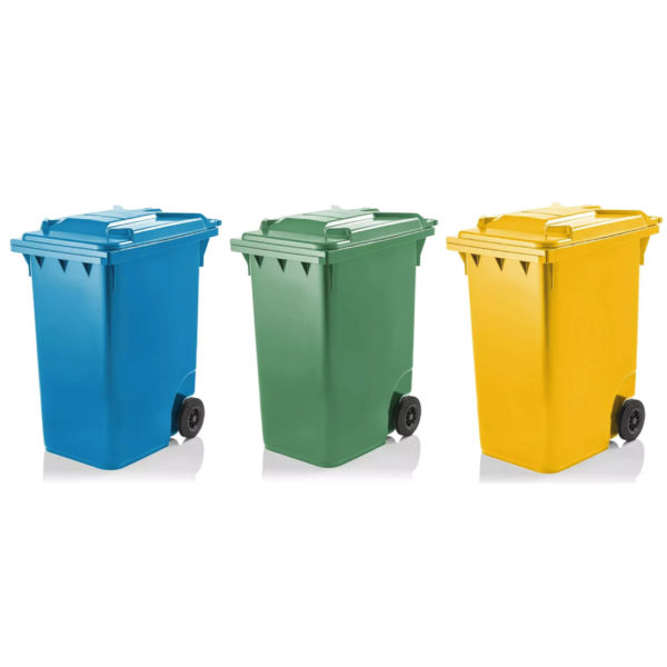 SEGREC Zestaw 3 Kosze 360L Premium (Na Papier, Szkło, Plastik/Metal) [Bez Naklejek]