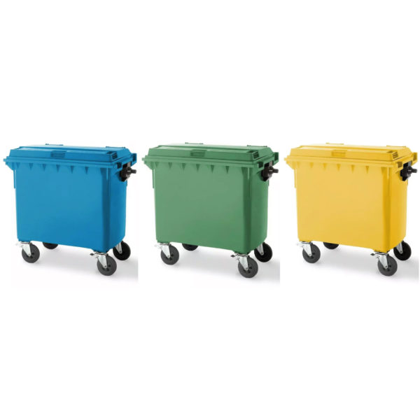 SEGREC Zestaw 3 Kosze 660L Premium (Na Papier, Szkło, Plastik/Metal) [Bez Naklejek]