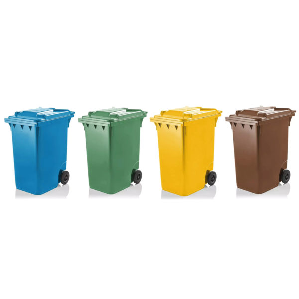 SEGREC Zestaw 4 Kosze 360L Premium (Papier Szkło Plastik/Metal Odpady Bio) [Bez Naklejek]