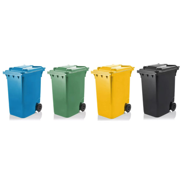 SEGREC Zestaw 4 Kosze 360L Premium (Papier Szkło Plastik/Metal Zmieszane) [Bez Naklejek]