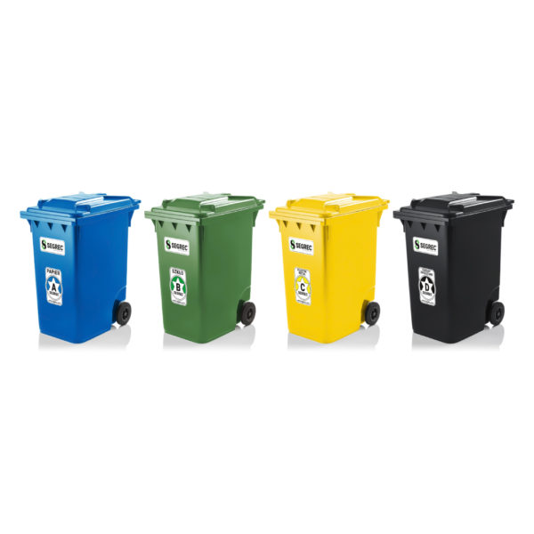 SEGREC Zestaw 4 Kosze 360L Premium (Papier Szkło Plastik/Metal Zmieszane)
