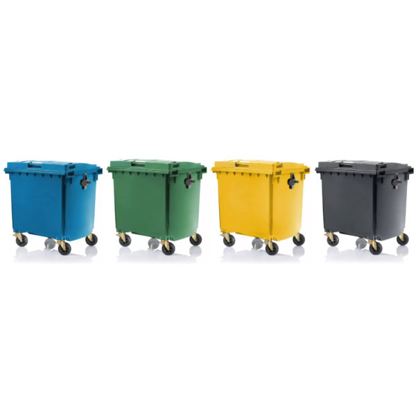SEGREC Zestaw 4 Kosze 1100L Premium (Papier Szkło Plastik/Metal Zmieszane) [Bez Naklejek]