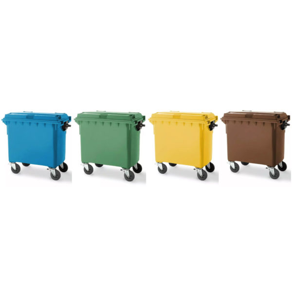 SEGREC Zestaw 4 Kosze 660L Premium (Papier Szkło Plastik/Metal Odpady Bio) [Bez Naklejek]