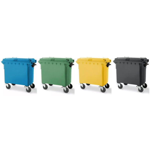 SEGREC Zestaw 4 Kosze 660L Premium (Papier Szkło Plastik/Metal Zmieszane) [Bez Naklejek]